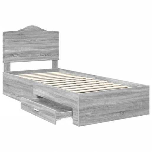 Estrutura de cama de solteiro para adultos de solteiro para adultos Cinza Sonoma 100 x 200 cm Madeira processada
