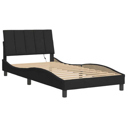 Estrutura de cama de solteiro para adultos com LED 100x200 cm veludo preto