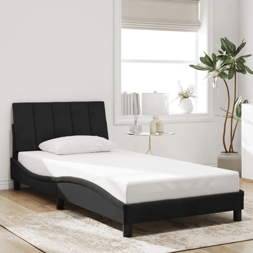 Estrutura de cama de solteiro para adultos com LED 100x200 cm veludo preto