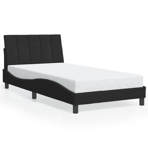 Estrutura de cama de solteiro para adultos com LED 100x200 cm veludo preto