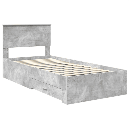 Estrutura de cama de solteiro para adultos - Cinzento 100 x 200 cm Madeira processada
