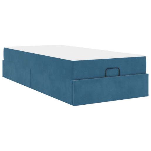 Estrutura de cama de solteiro para adultos com colchão com colchão 2 pcs Azul Veludo