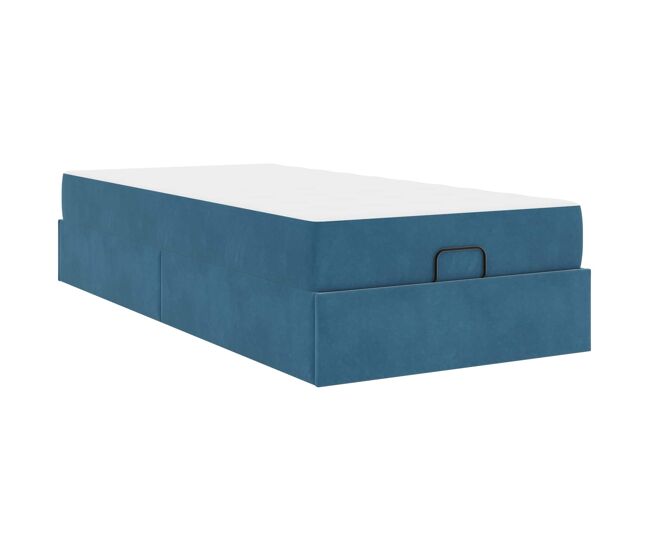 Estructura de cama individual para adultos con colchón 2 pcs azul terciopelo