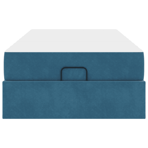 Estrutura de cama de solteiro para adultos com colchão com colchão 2 pcs Azul Veludo