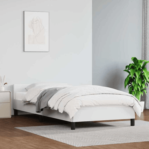 Estrutura de cama de solteiro para adultos c cabeceira 90x190 cm branco