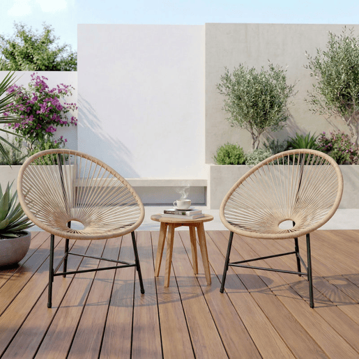 Outsunny Conjunto de 2 Cadeiras Acapulco de Jardim em Vime Sintético Cadeiras de Jardim Exterior com Estrutura Triangular em Aço para Varanda Terraço Carga 120 kg Madeira Outsunny Conjunto de 2 Cadeiras Acapulco de Jardim em Vime Sintético Cadeiras de Jardim Exterior com Estrutura Triangular em Aço para Varanda Terraço Carga 120 kg Madeira