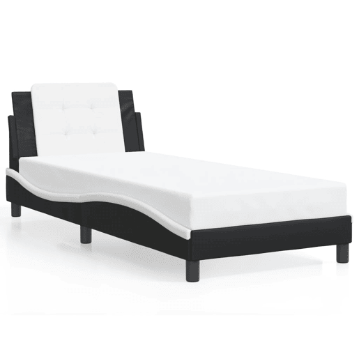 Estrutura de cama de solteiro para adultos com LED Zadar 80x200cm pretobranco