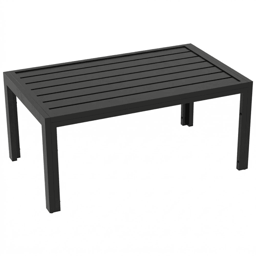 Outsunny Mesa de Centro de Jardim Retangular, Mesa Auxiliar com Estrutura em Aço Galvanizado e Superfície com Ripas, Mesinha de Café para Pátio, Varanda, Terraço ou Alpendre, Preto