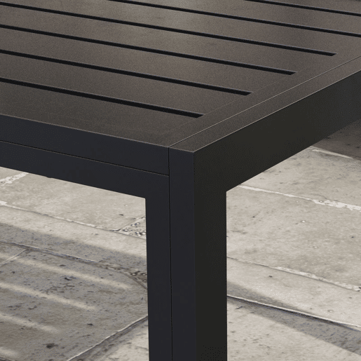 Outsunny Mesa de Centro de Jardim Retangular, Mesa Auxiliar com Estrutura em Aço Galvanizado e Superfície com Ripas, Mesinha de Café para Pátio, Varanda, Terraço ou Alpendre, Preto