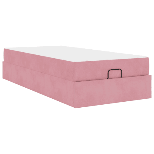 Estrutura de cama de solteiro para adultos com colchão com colchão 2 pcs Rosa Veludo