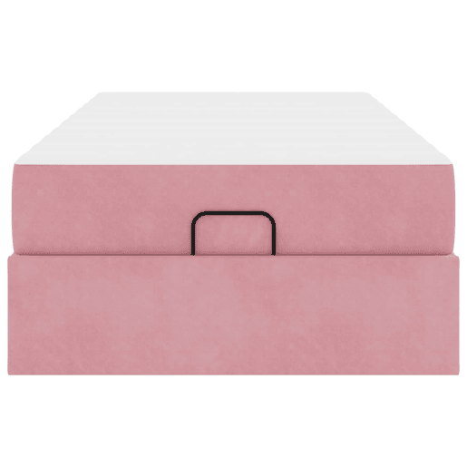 Estrutura de cama de solteiro para adultos com colchão com colchão 2 pcs Rosa Veludo