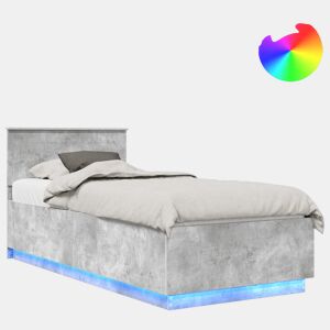 Estrutura de cama de solteiro para adultos - Cinzento 100 x 200 cm Madeira processada