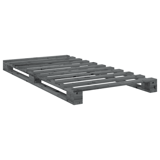 Estrutura de cama de solteiro para adultos com cabeceira 100x200cm pinho maciço cinza