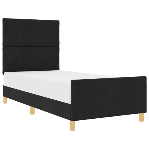 Estrutura de cama de solteiro para adultos com Cabeceira - Preto 100 x 200 cm tecido