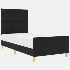 Estrutura de cama de solteiro para adultos com Cabeceira - Preto 100 x 200 cm tecido