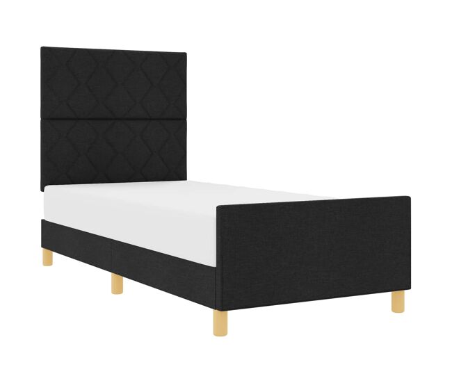 Estructura de cama individual para adultos con cabecera - negro 100 x 200 cm tela