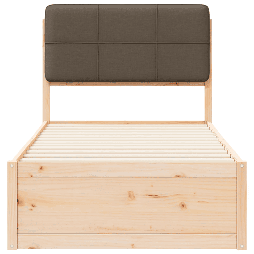 Estrutura de cama de solteiro Design com Cabeceira Estofada Cinzento-acastanhado