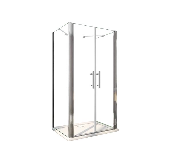 Aica mampara de ducha abatible+paneles laterales,vidrio antical 6mm,cromado,900x1050x900x1950mm