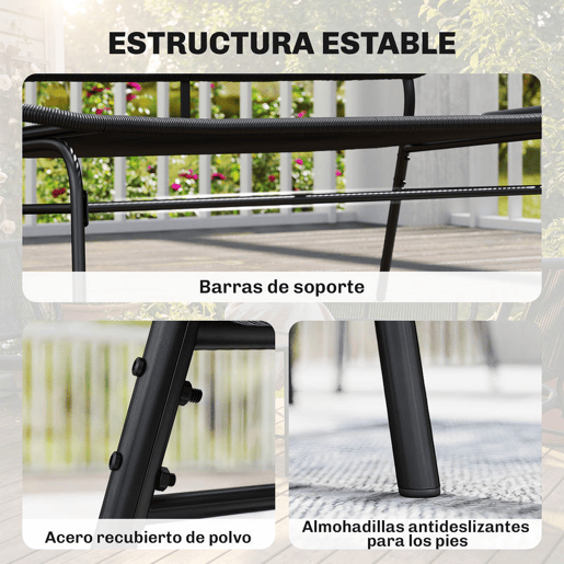 Outsunny Banco de Exterior em Ratã 2 Lugares, Banco de Jardim com Assento e Encosto em Ratã PE, Estrutura em Aço, Suporta 240 kg, para Varanda, Alpendre, Pátio, Preto