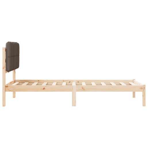 Estrutura de cama de solteiro para adultos com Cabeceira - Estofada Cinzento-acastanhado