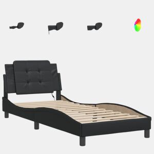 Estrutura de cama de solteiro para adultos com LED Zadar 80x200 cm preto