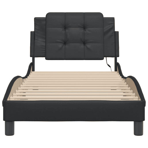 Estrutura de cama de solteiro para adultos com LED Zadar 80x200 cm preto
