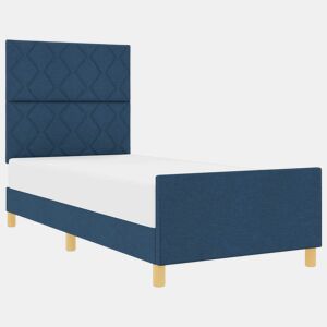 Estrutura de cama de solteiro para adultos com Cabeceira - Azul 100 x 200 cm tecido