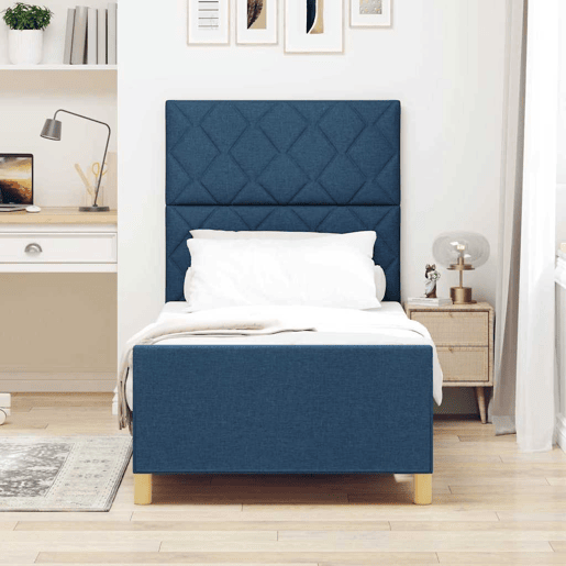 Estrutura de cama de solteiro para adultos com Cabeceira - Azul 100 x 200 cm tecido
