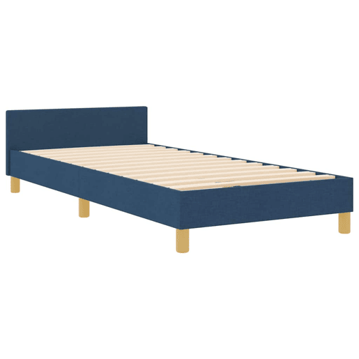 Estrutura de cama de solteiro para adultos com Cabeceira - Azul 100 x 200 cm tecido