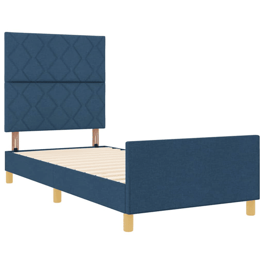 Estrutura de cama de solteiro para adultos com Cabeceira - Azul 100 x 200 cm tecido