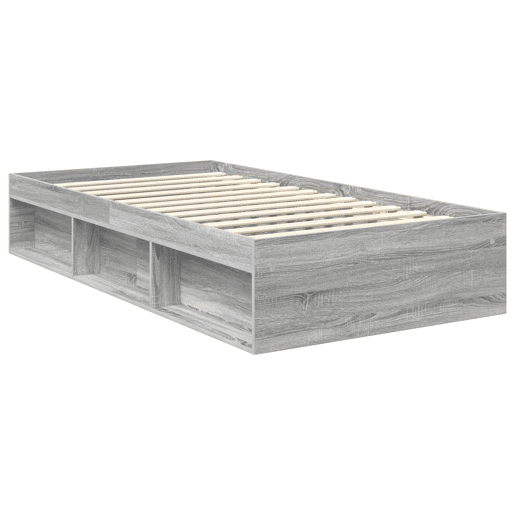 Estrutura de cama de solteiro para adultos com Cabeceira - Cinza Sonoma 100 x 200 cm
