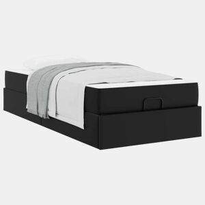 Estrutura de cama de solteiro para adultos com colchão com colchão 2 pcs Preto PVC