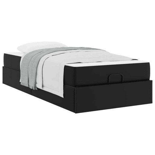 Estrutura de cama de solteiro para adultos com colchão com colchão 2 pcs Preto PVC