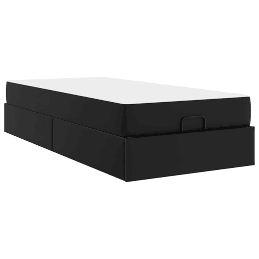 Estrutura de cama de solteiro para adultos com colchão com colchão 2 pcs Preto PVC