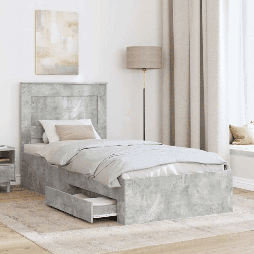 Estrutura de cama de solteiro para adultos com gaveta com cabeceira Madeira processada