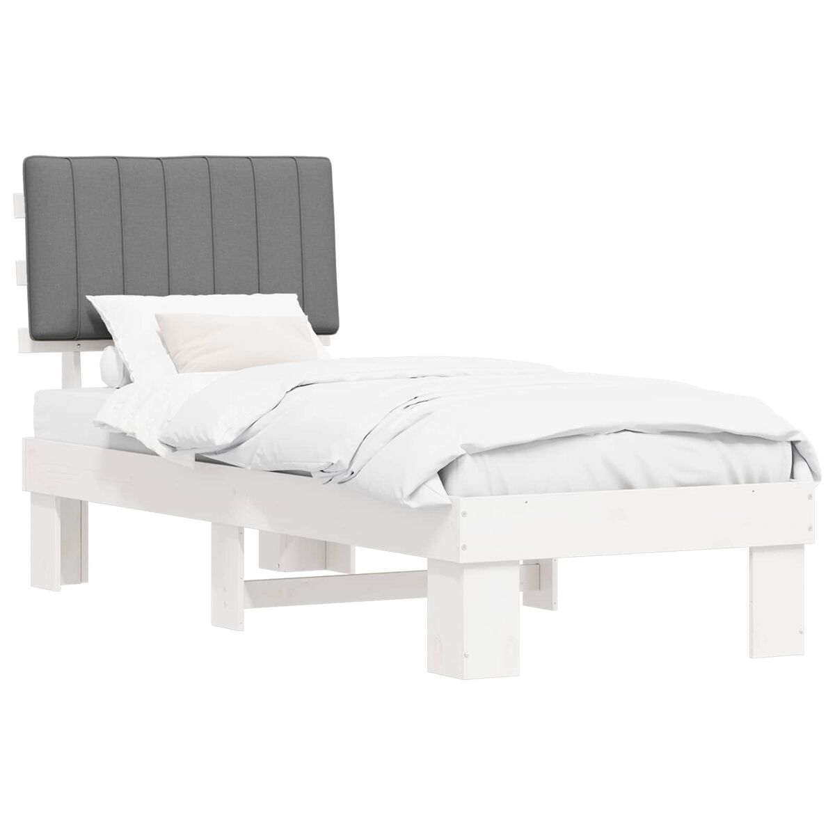 Estructura de cama simple para adultos 83x211 Blanco/ Gris Claro