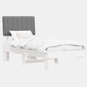 Estrutura de cama de solteiro simple com Cabeceira Estofada Cinzento-claro