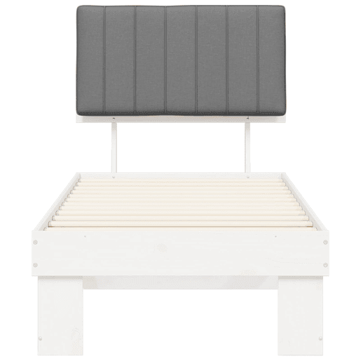 Estrutura de cama de solteiro simple com Cabeceira Estofada Cinzento-claro