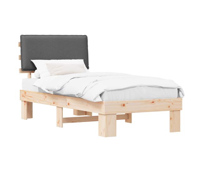 Estructura de cama simple para adultos con cabecera - tapizada gris oscuro