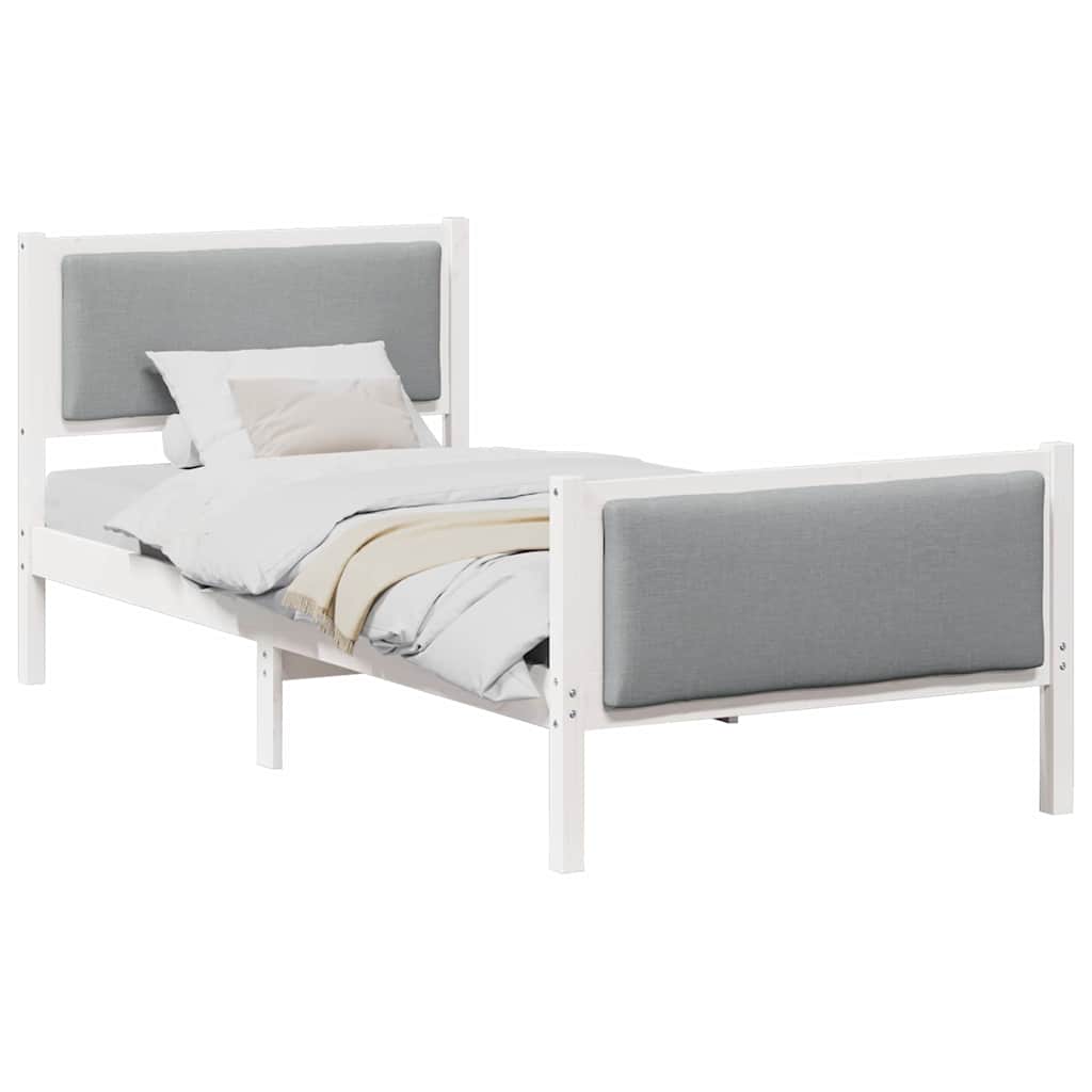 Estructura de cama individual para adultos 105x209 Blanco/ Gris Claro
