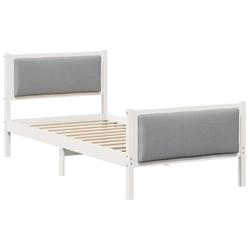 Estrutura de cama de solteiro para adultos Cinzento-claro 100 x 200 cm tecido