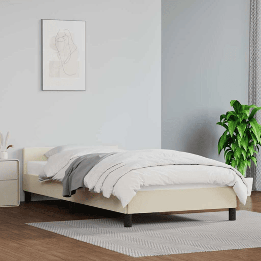 Estrutura de cama de solteiro para adultos c cabeceira 90x190 cm creme