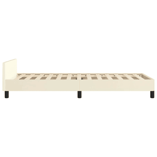 Estrutura de cama de solteiro para adultos c cabeceira 90x190 cm creme