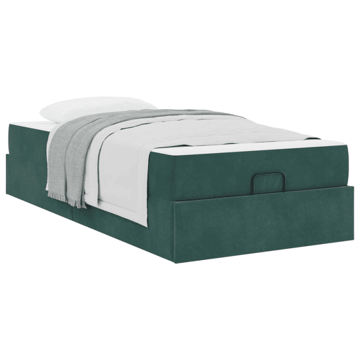 Estrutura de cama de solteiro para adultos com colchão com colchão 2 pcs Verde Veludo