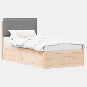 Estrutura de cama de solteiro simple com Cabeceira Estofada Cinzento-claro