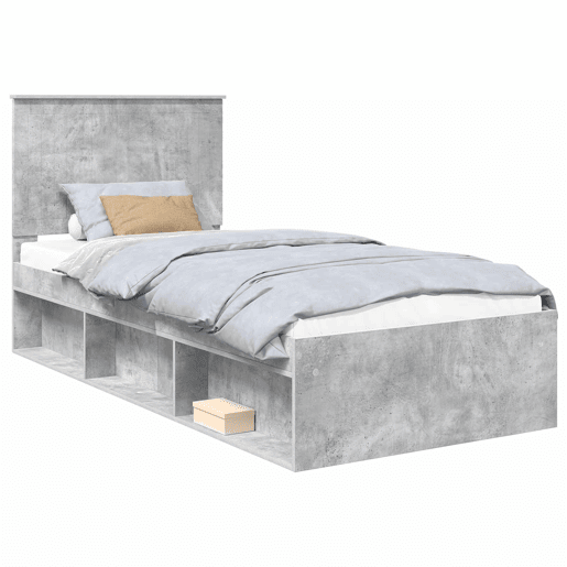 Estrutura de cama de solteiro para adultos com cabeceira Cinza Concreto 90 x 190 cm
