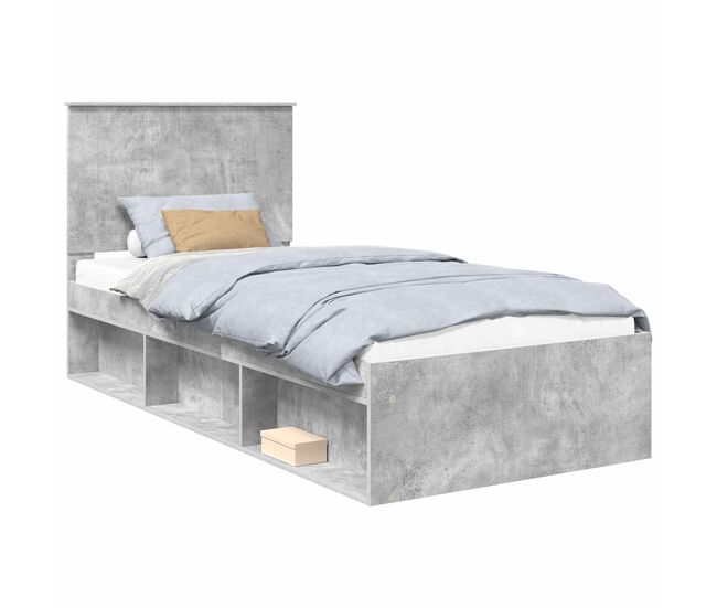 Estructura de cama individual para adultos con cabecera - gris concreto 90 x 190 cm