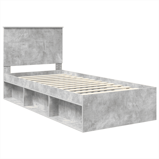 Estrutura de cama de solteiro para adultos com cabeceira Cinza Concreto 90 x 190 cm