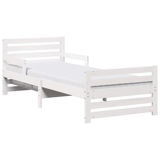 Estrutura de cama de solteiro para adultos - Branco 80 x 200 cm Madeira de Pinheiro Sólida