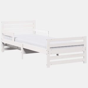 Estrutura de cama de solteiro para adultos - Branco 80 x 200 cm Madeira de Pinheiro Sólida